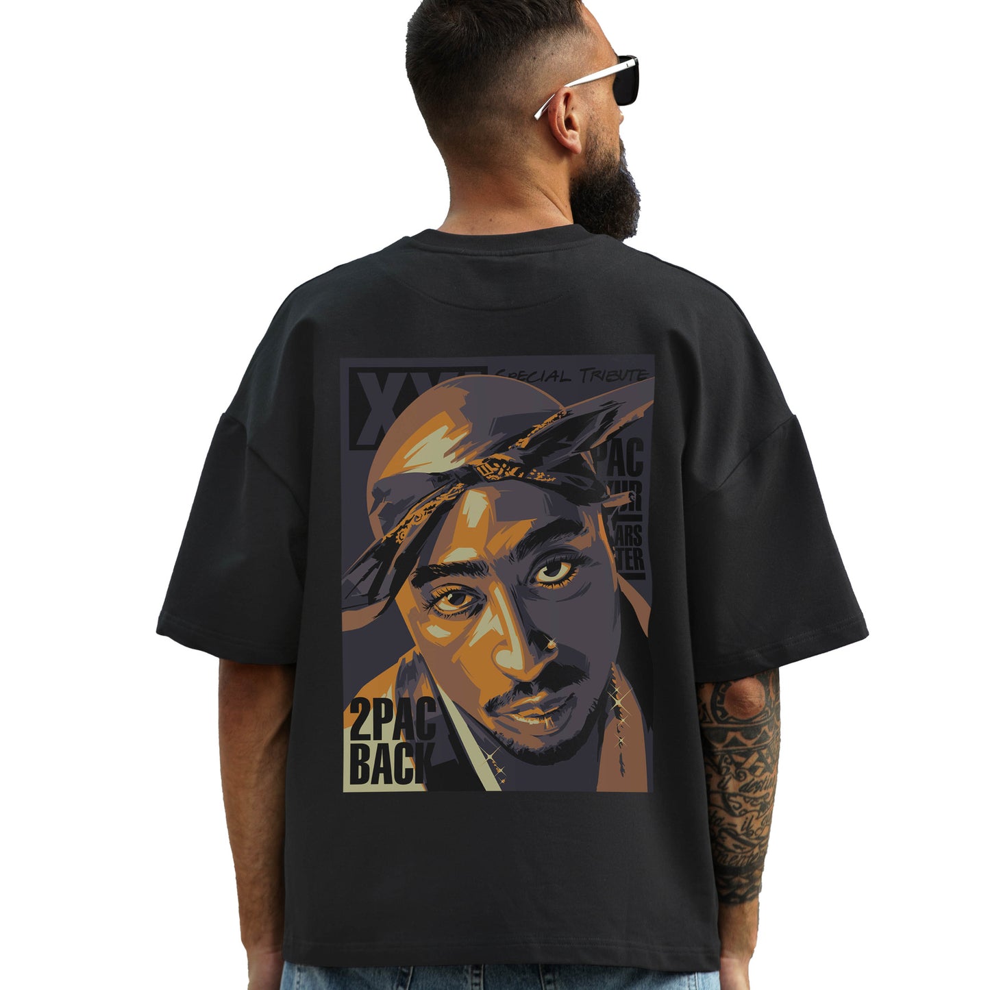 2PAC BACK Oversized Tee's Black