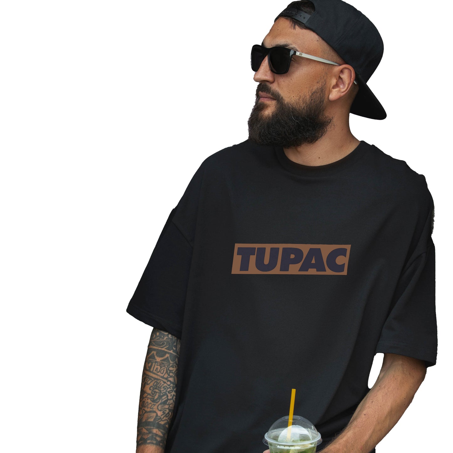 2PAC BACK Oversized Tee's Black