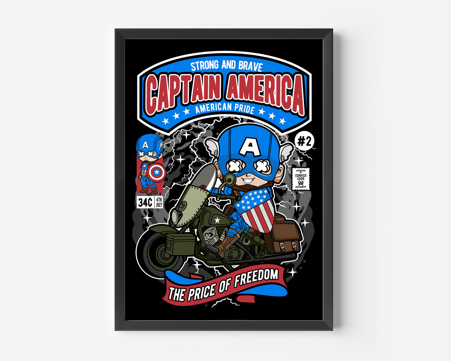 Captain America Motorcycle Pop Poster