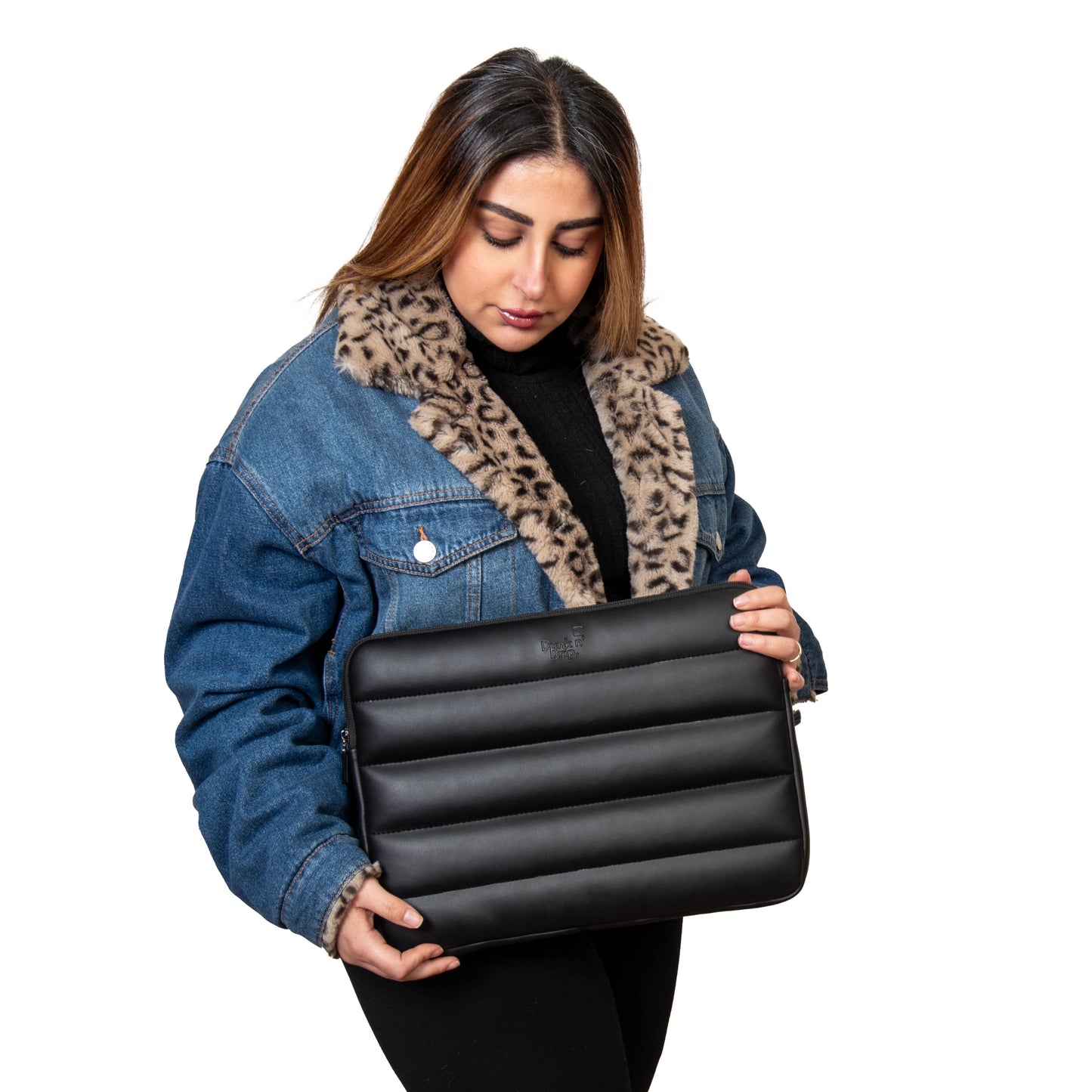 Buff Leather Laptop Sleeve Black