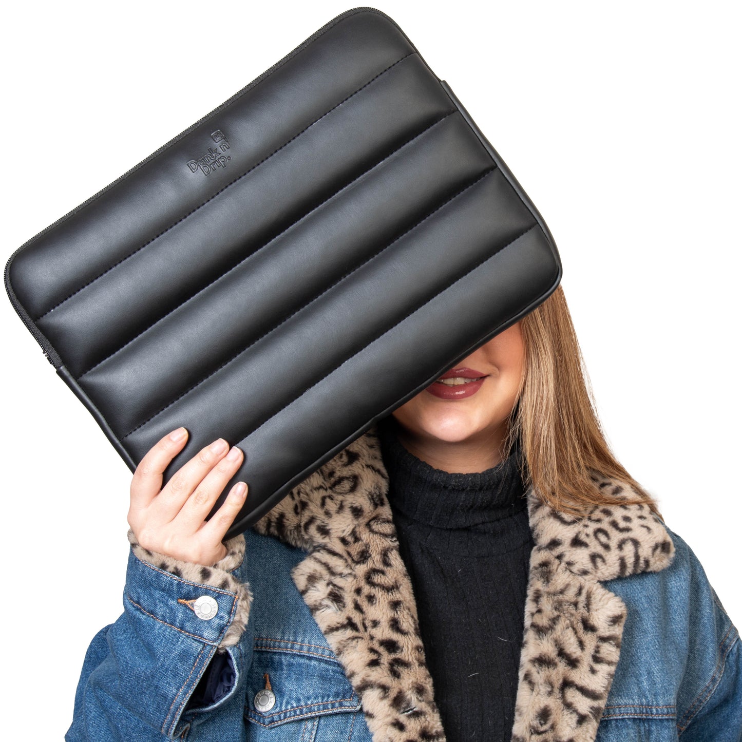 Buff Leather Laptop Sleeve Black