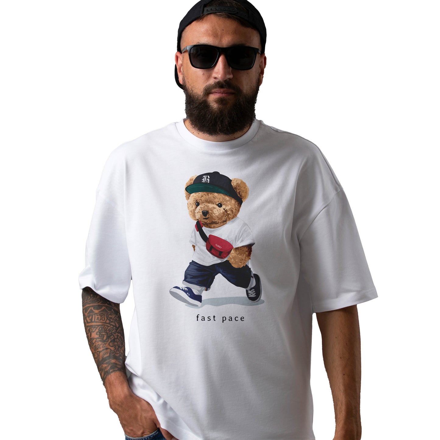 Fast Pace Bear Oversized Tee's