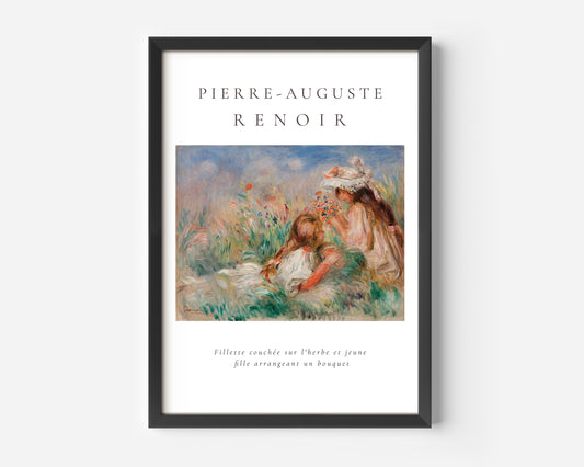 Pierre-Auguste Girls in the Grass Arranging a Bouquet (1890) Poster