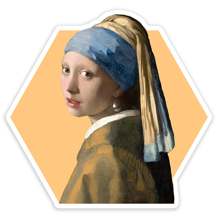 Girl with a Pearl Earring hexagon Sticker