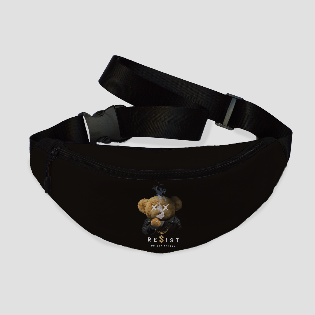 Black Resist Bear Fanny Pack