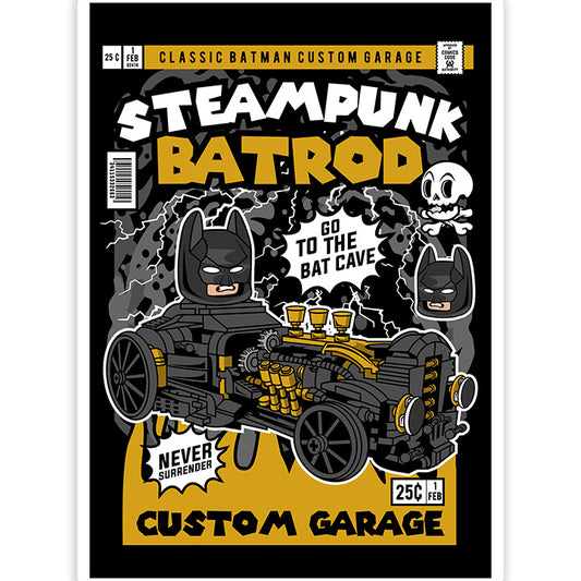 Steampunk Bat Rod pop Art Sticker