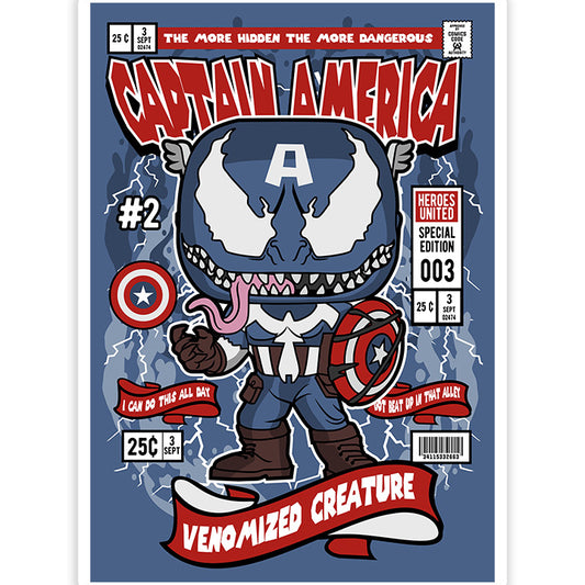 Venom Captain America pop Art Sticker