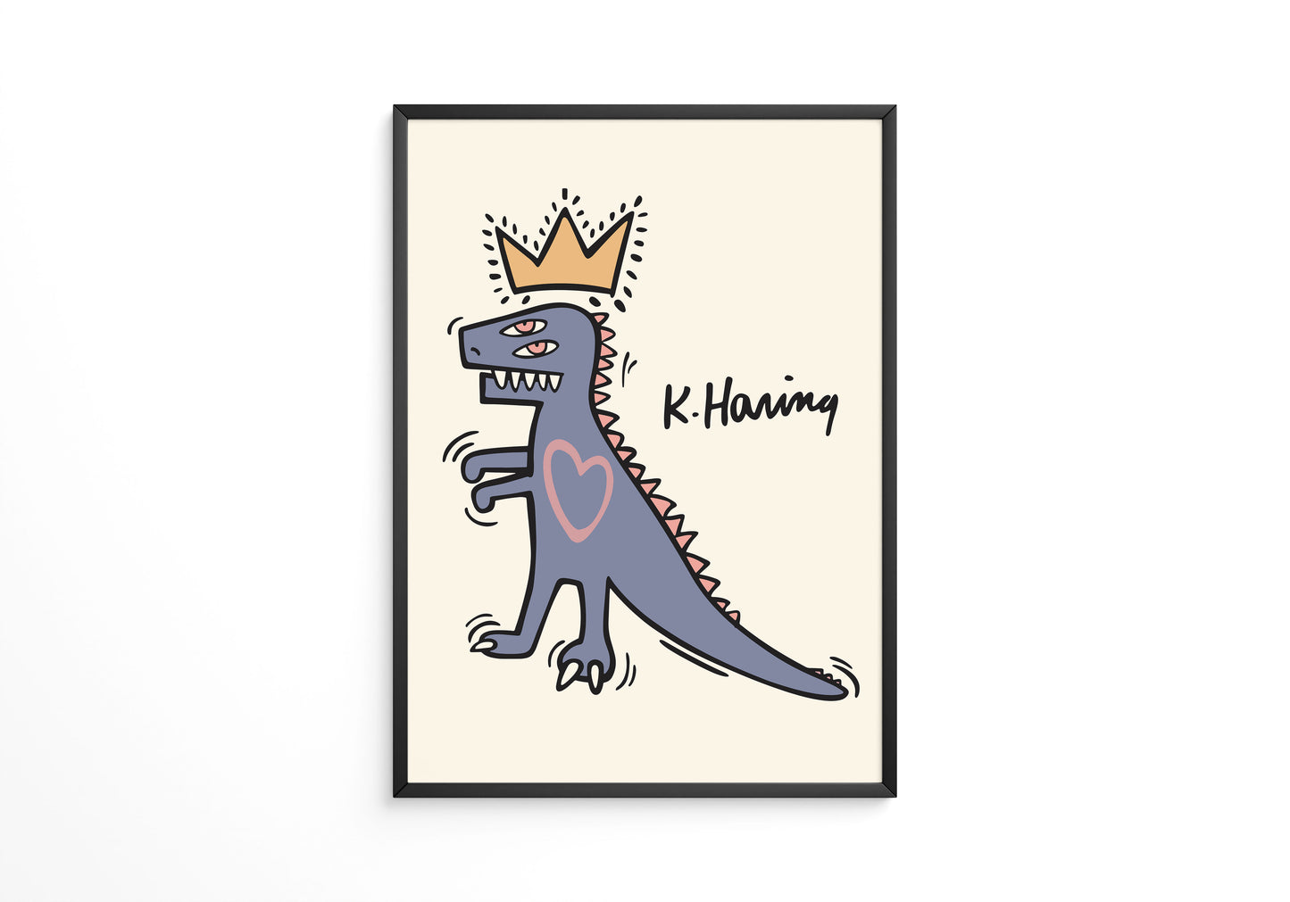 Dino King Keith Haring Poster