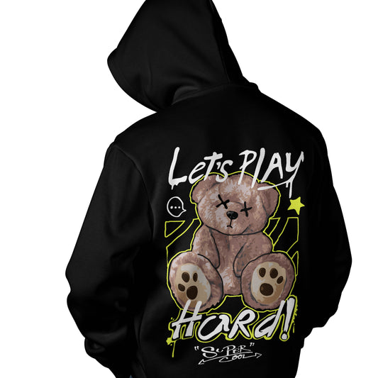 Let's Play Hard Bear relaxed fit Hoodie