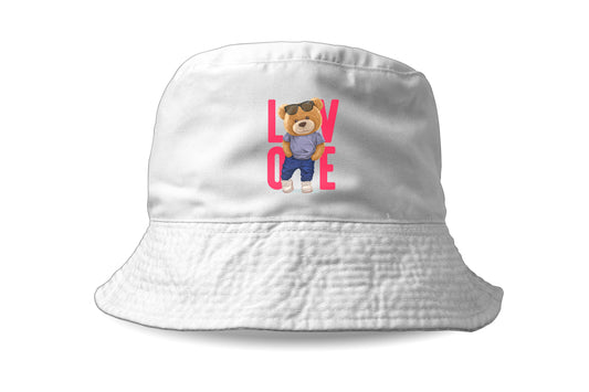 White Love Bear Bucket Hat