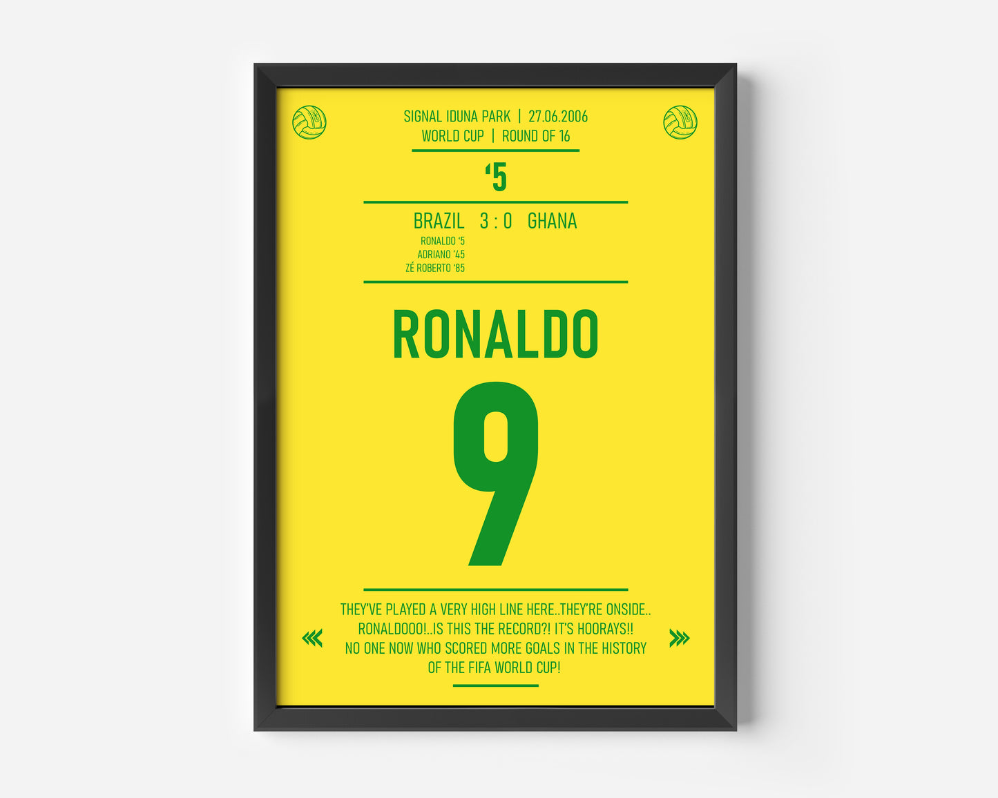 Ronaldo 9 Brazil jersey Poster