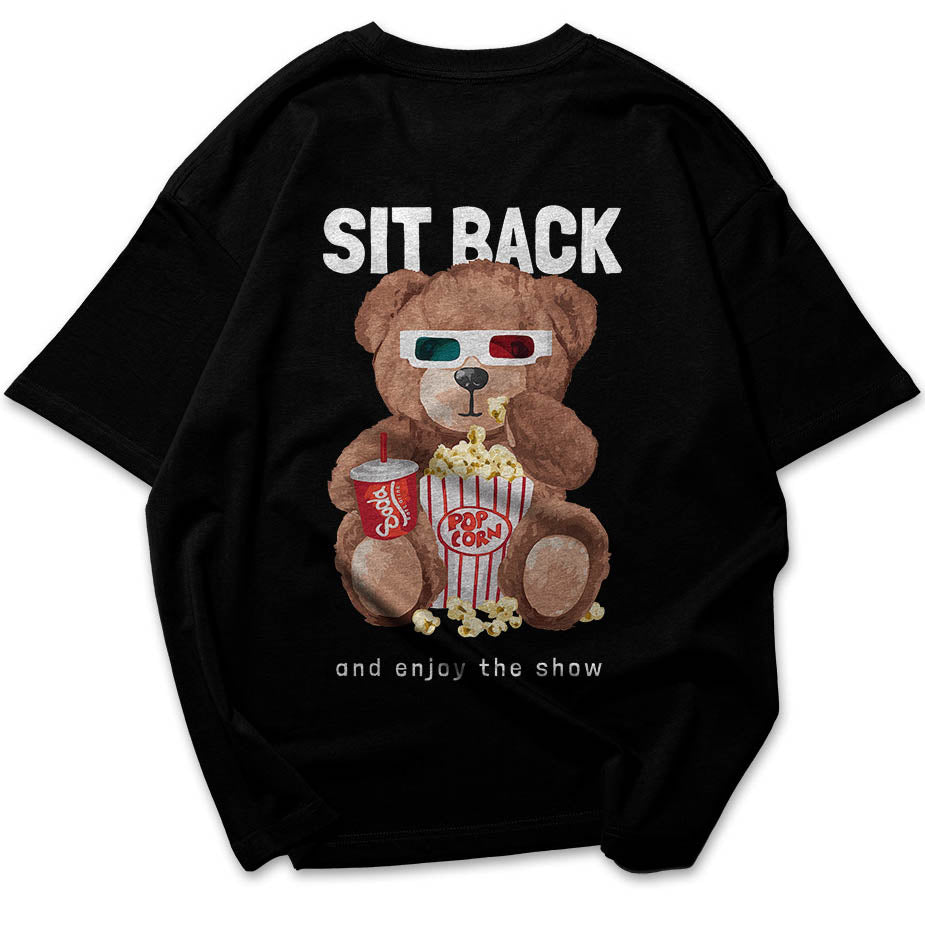 Sit Back Bear Oversized Tee's