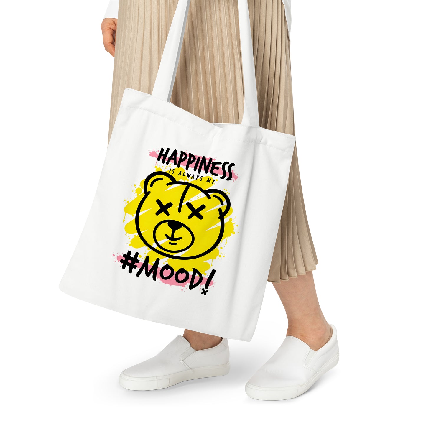 Happiness is My Mood Bear Tote Bag