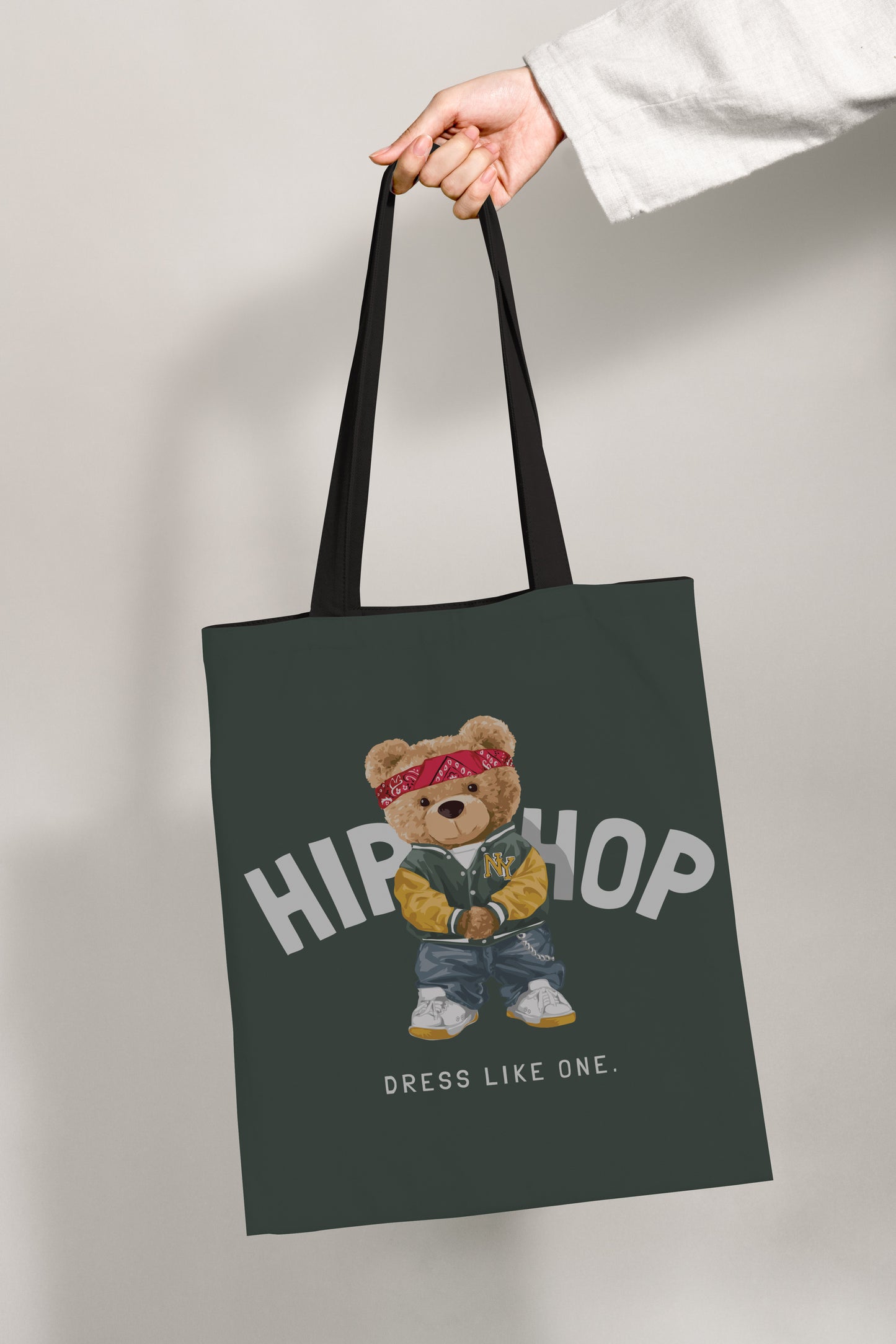 Hip Hop Bear All-Over Print Tote Bag