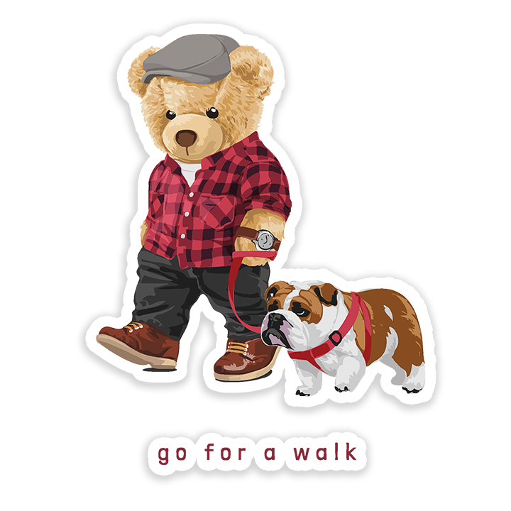 Go For Walk Bear Sticker